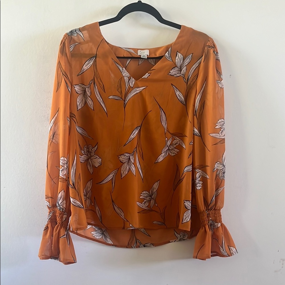 Orange Floral Women's Top